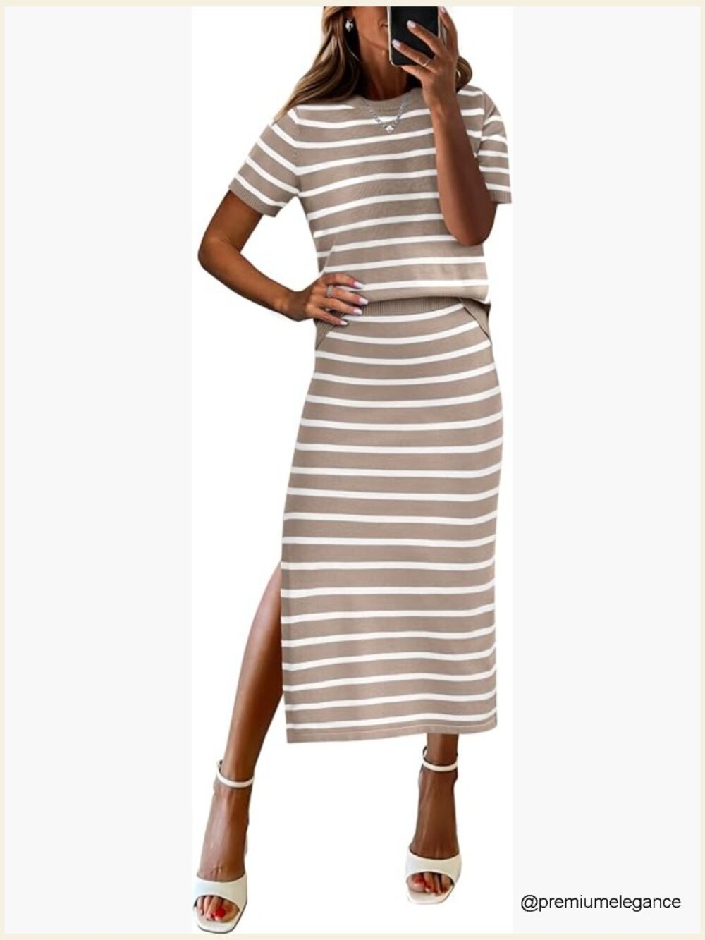 2 Piece Skirt Sets Knitted Midi Dress Lounge Casual Summer Travel
